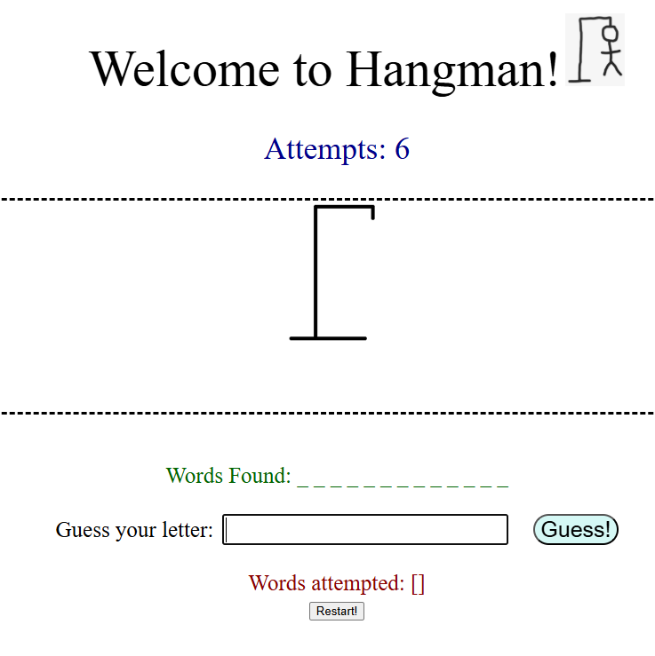 Screenshot of Hangman